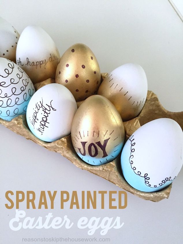 ovos de pscoa pintados com spray
