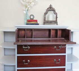grey secretary desk makeover, painted furniture, repurposing upcycling