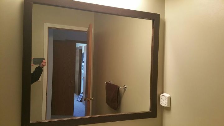 drab mirror to fab lace mirror, bathroom ideas, how to, painted furniture, Old Drab Mirro