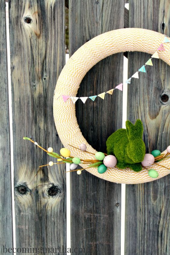 baker s twine spring or easter wreath made easy, crafts, easter decorations, how to, seasonal holiday decor, wreaths