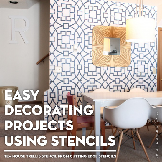 easy decorating projects using stencils, dining room ideas, painting, reupholster, wall decor