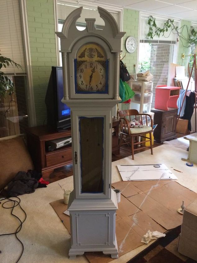 grandmother clock from gaudy to elegant and minimalistic, chalk paint, painted furniture