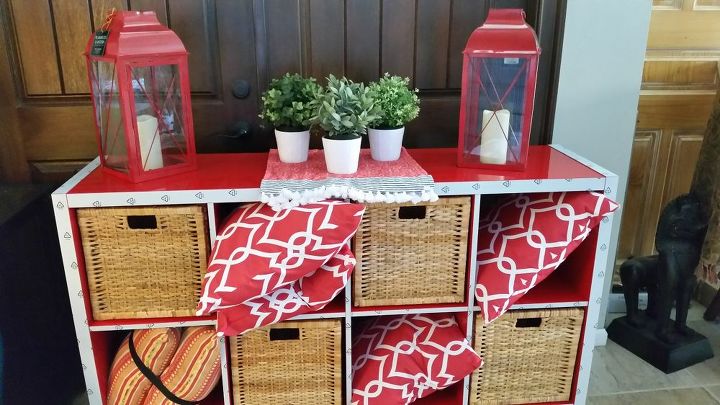 diy outdoor storage console, outdoor furniture, outdoor living, painted furniture, repurposing upcycling, storage ideas