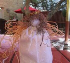 q handkerchief angel with crooked halo anyone have instructions, crafts, how to, repurposing upcycling, remember just holding this loosely in place can t hardly see halo