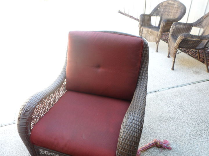 outdoor cushion painting before and after, outdoor furniture, outdoor living, painted furniture, reupholster, After