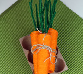 diy yarn carrot trio upcycled from spools of thread, crafts, easter decorations, how to, repurposing upcycling, seasonal holiday decor