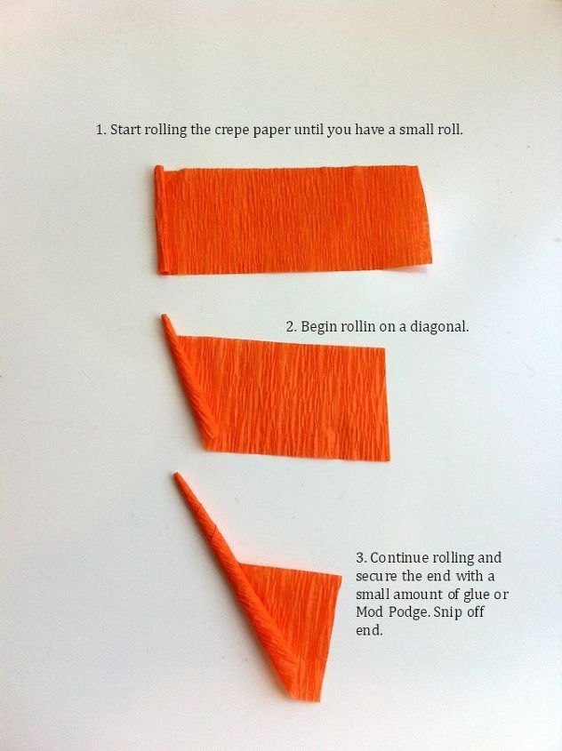 miniature crepe paper moss carrots, crafts, easter decorations, how to, seasonal holiday decor