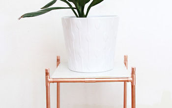 Copper Pipe & Marble Plant Stand/ Sidetable