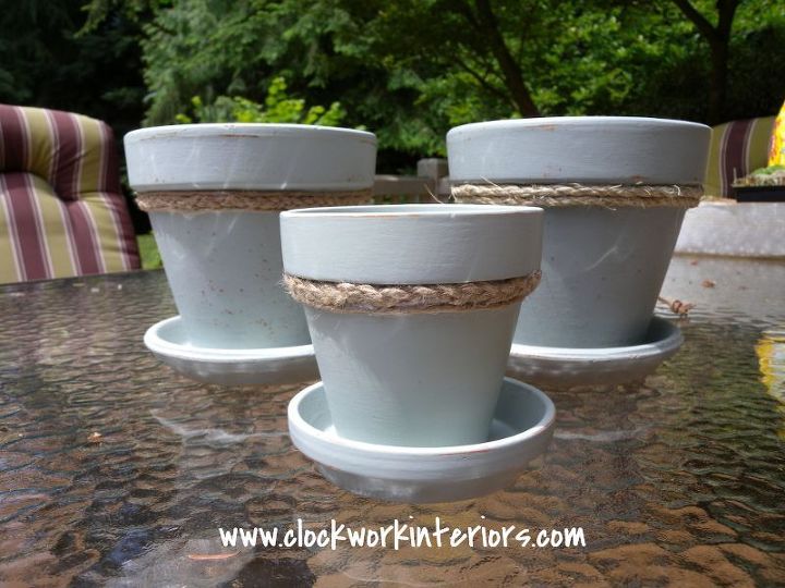 giving plain clay pots a beachy makeover, crafts, gardening, how to, repurposing upcycling