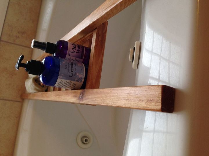 bathtub caddy enjoy a little luxury at home for under 20 dollars, bathroom ideas, how to, woodworking projects
