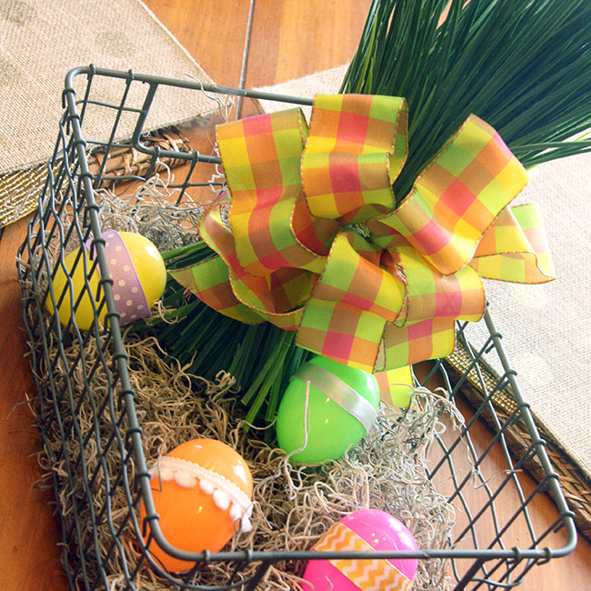 bright and cheerful industrial easter basket centerpiece, crafts, dining room ideas, easter decorations, how to, seasonal holiday decor