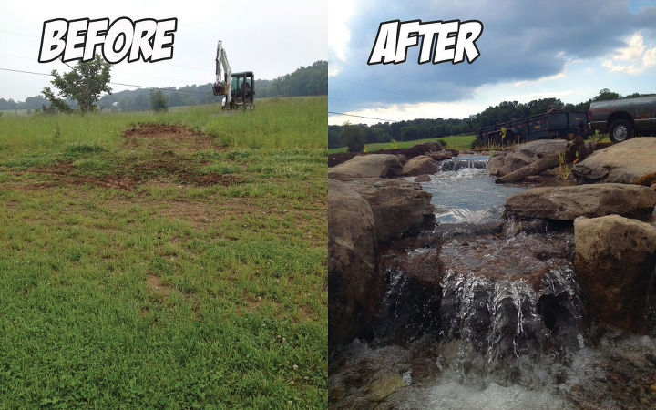 wetland stream waterfalls before after, ponds water features