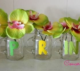 painted spring vases, crafts, flowers, how to, mason jars, repurposing upcycling