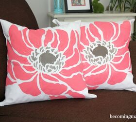 spring inspired stenciled accent pillows, crafts, how to, reupholster