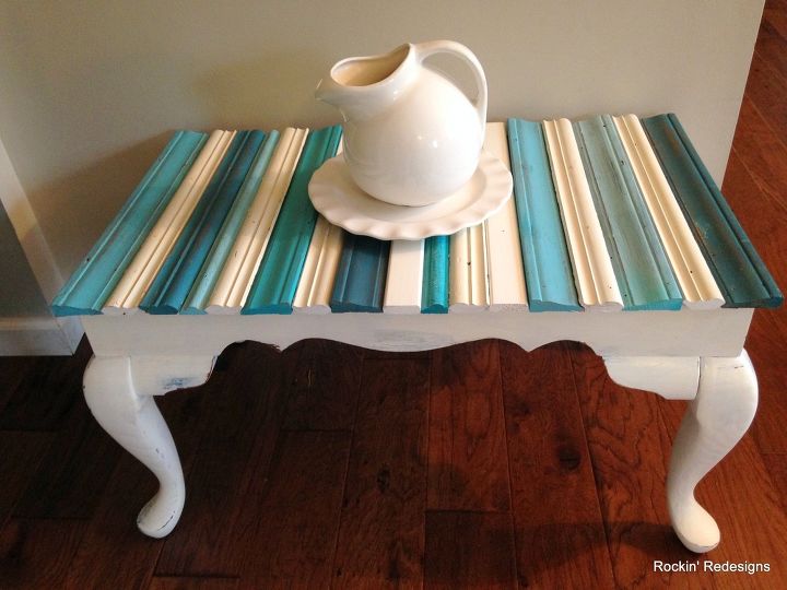 salvaged molding coffee table top, painted furniture, repurposing upcycling