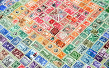 Vintage Postage Stamp Table
