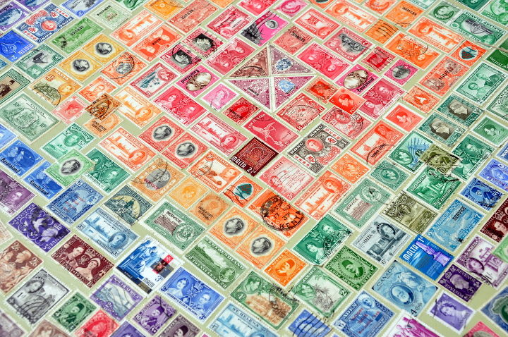 mesa de sellos postales vintage, Centro de la mesa