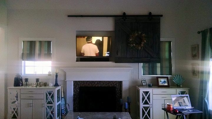 Barn Door Tv Cover Hometalk Barn Door Tv Cover Hometalk, Diy Sliding Barn Door Tv Cover