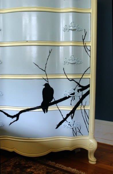 french provincial crow dresser, painted furniture