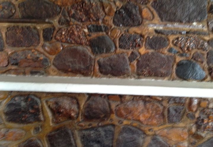 help old stain has yellowed natural stone on my fireplace, This is a close up of the stained stone I would love to see it in its natural state