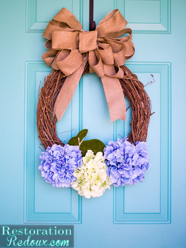 easter hydrangea wreath, crafts, easter decorations, flowers, how to, hydrangea, seasonal holiday decor, wreaths