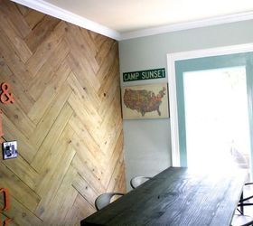 stunning herringbone plank wall upcycled from an old ugly fence, home decor, paint colors, repurposing upcycling, wall decor, woodworking projects