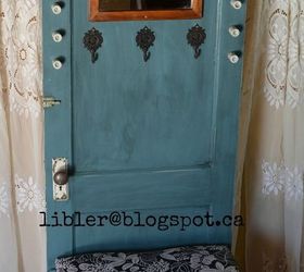 turquoise hall tree made out of an old door, doors, how to, painted furniture, repurposing upcycling