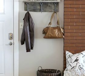 barn wood coat rack and shelf, foyer, repurposing upcycling, shelving ideas