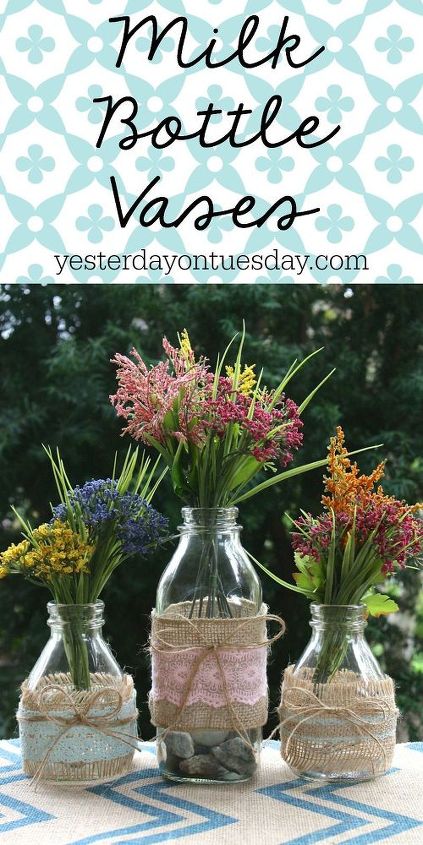milk bottle vases spring flowers, crafts, flowers, gardening, repurposing upcycling