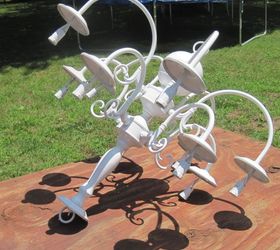 solar chandelier, lighting, outdoor living, painting, repurposing upcycling