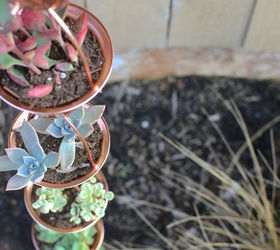 copper rain chain succulent planter, container gardening, gardening, outdoor living, repurposing upcycling, succulents