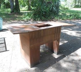 q help turning old sears sewing cabinet into kichen island, kitchen design, kitchen island, painted furniture, repurposing upcycling, Fully opened flip out on both sides
