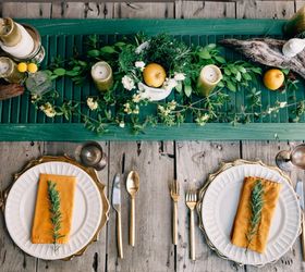 use an old shutter for a table runner, dining room ideas, easter decorations, repurposing upcycling, seasonal holiday decor