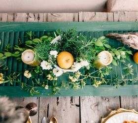 use an old shutter for a table runner, dining room ideas, easter decorations, repurposing upcycling, seasonal holiday decor