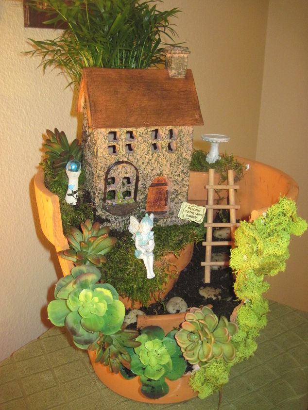 my first fairy garden, container gardening, gardening, home decor