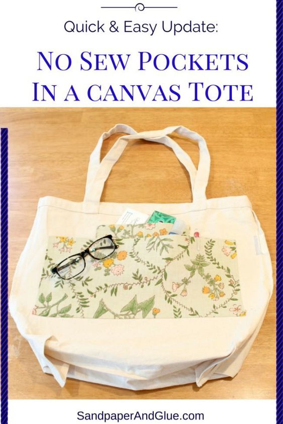 nosew pockets in a canvas tote