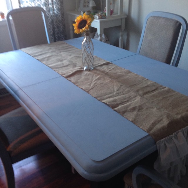 no sew burlap ruffle tablerunner, crafts, dining room ideas, how to