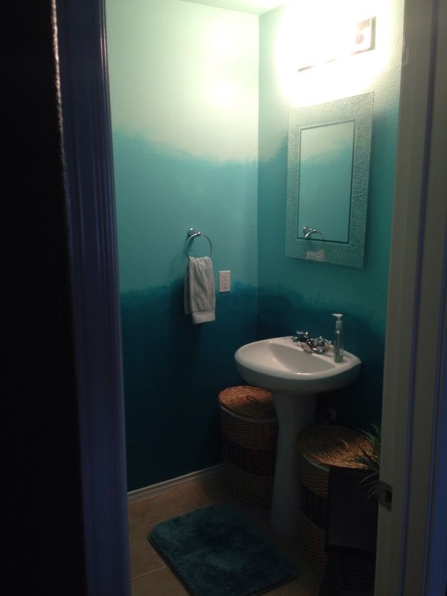 ombr half bath, bathroom ideas, paint colors, painting, small bathroom ideas