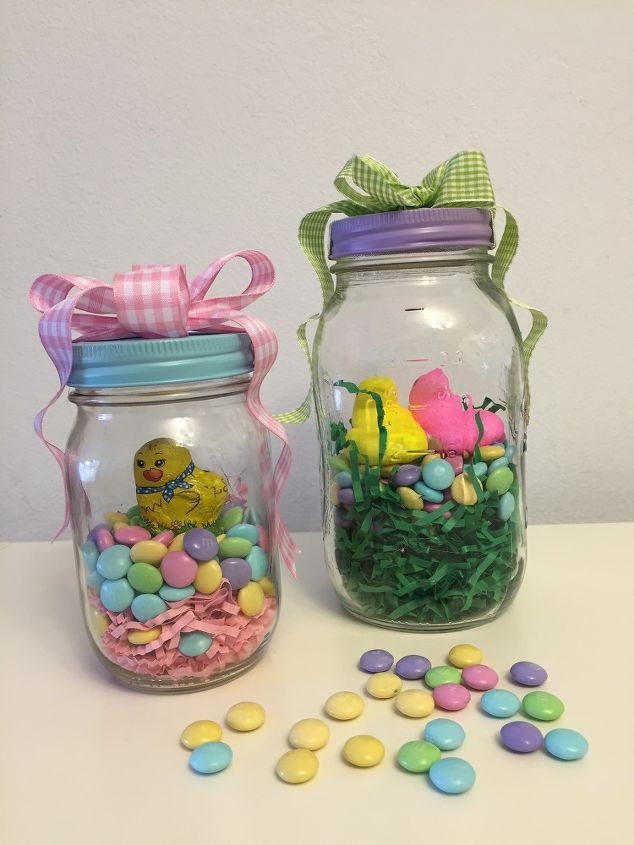easter baskets in a jar, crafts, easter decorations, how to, mason jars, repurposing upcycling, seasonal holiday decor