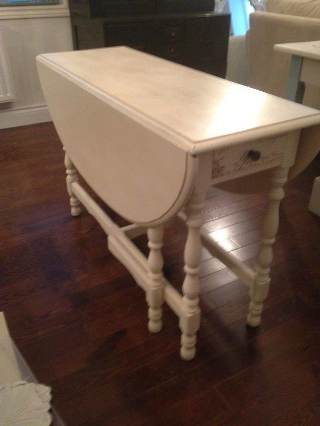 pretty painted side tables and matching dining room drop gate table, painted furniture