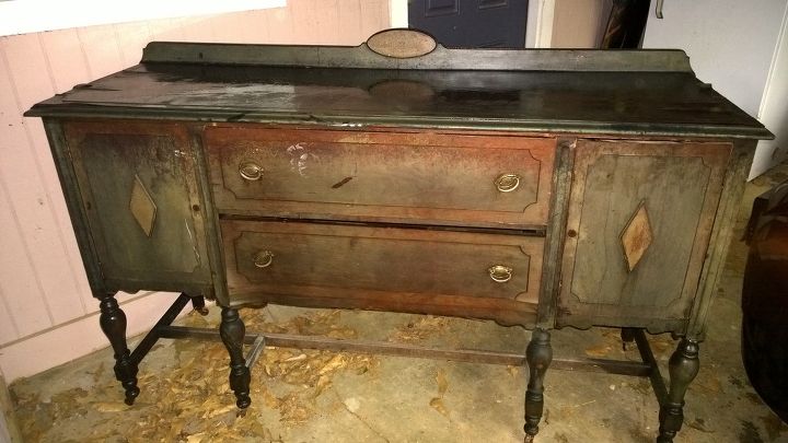 q trashed buffet, painted furniture, repurposing upcycling