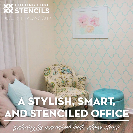 stenciling an office using the marrakech trellis stencil, home office, painting, wall decor