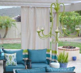 diy outdoor chandelier, lighting, outdoor living, repurposing upcycling