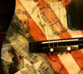 upcycled guitar americana style, bedroom ideas, crafts, decoupage, how to, repurposing upcycling
