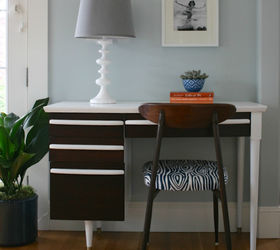midcentury modern desk and chair makeover, painted furniture, repurposing upcycling, reupholster