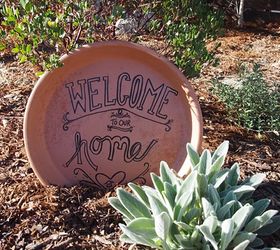 terra cotta welcome sign, crafts, gardening, repurposing upcycling