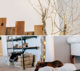 copper and wood tree, living room ideas, repurposing upcycling