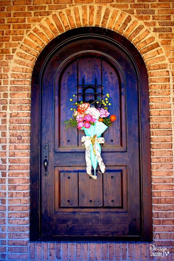 easy diy spring door decor, crafts, doors, flowers, how to, repurposing upcycling, wreaths