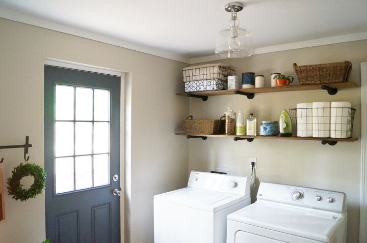 budget laundry room makeover and reveal, laundry rooms, organizing, shelving ideas