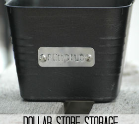 dollar store storage bins with custom metal tags, crafts, how to, organizing, repurposing upcycling, storage ideas